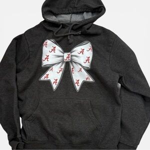 Alabama Crimson Tide Charcoal Hoodie with White Bow Graphic and Red 'A' Print
